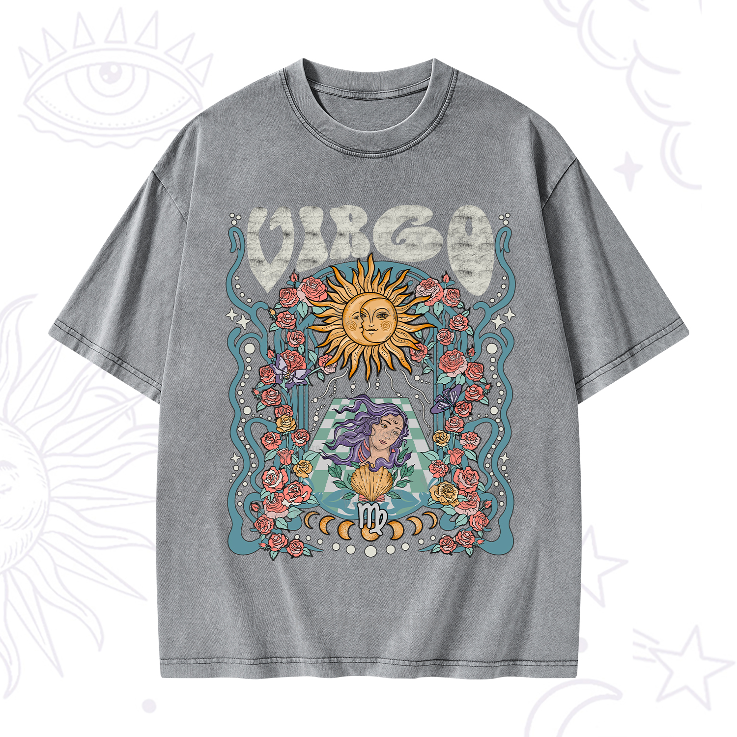 Purplehecate Virgo Spirit Zodiac Washed T-Shirt