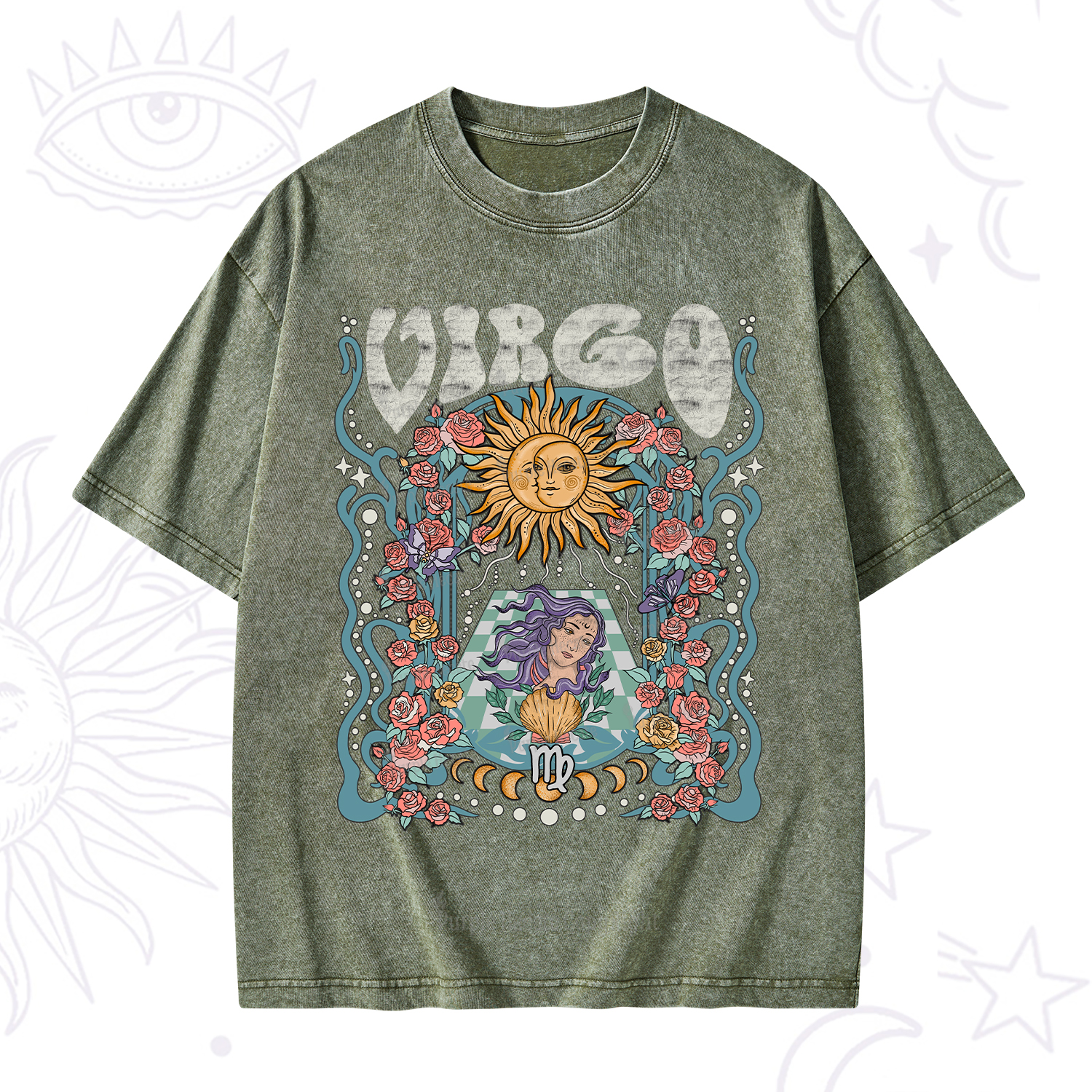 Purplehecate Virgo Spirit Zodiac Washed T-Shirt