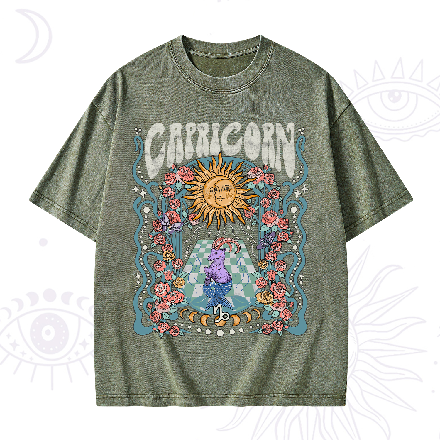 Purplehecate Capricorn Spirit Zodiac Washed T-Shirt