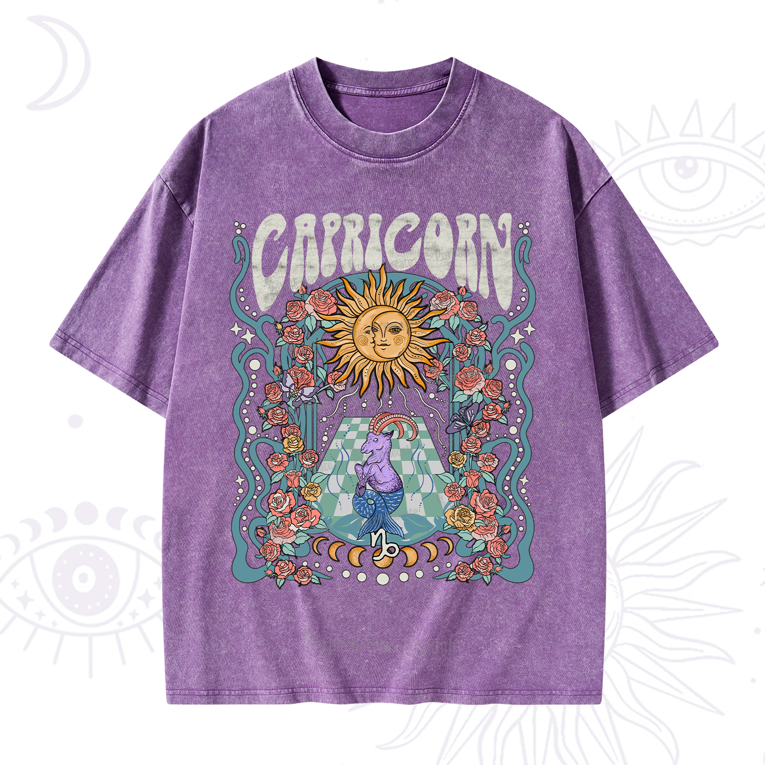 Purplehecate Capricorn Spirit Zodiac Washed T-Shirt