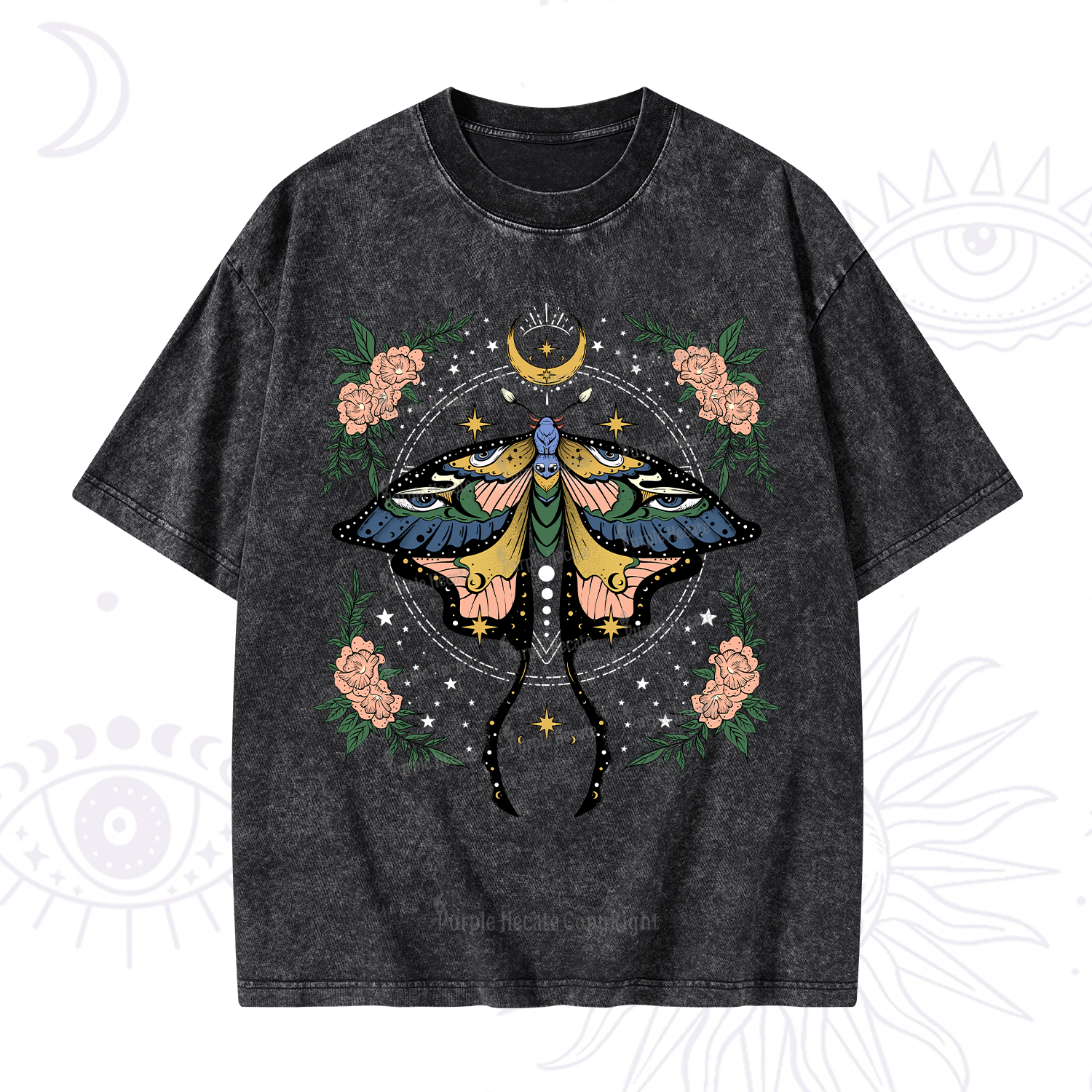 Purplehecate Mystical Moth Washed T-Shirt