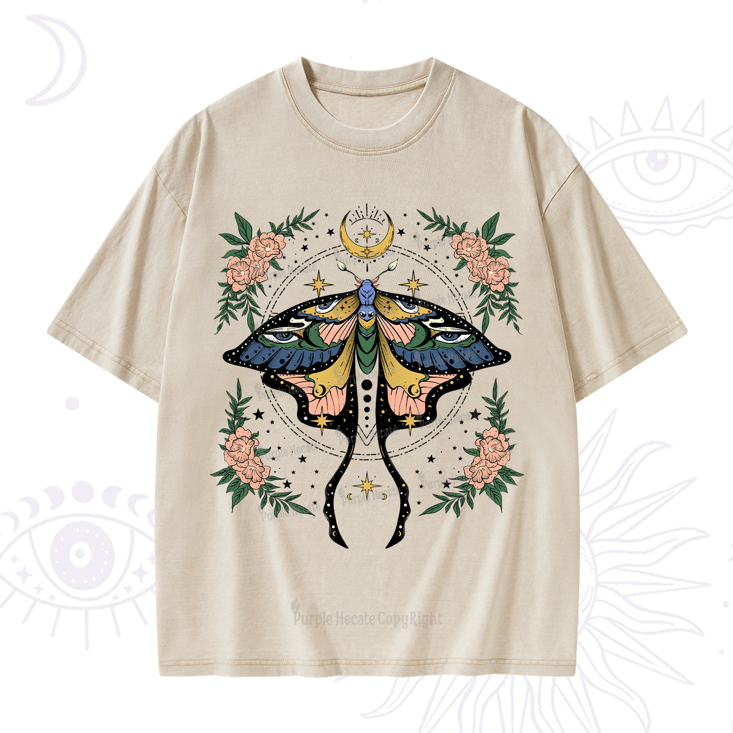 Purplehecate Mystical Moth Washed T-Shirt