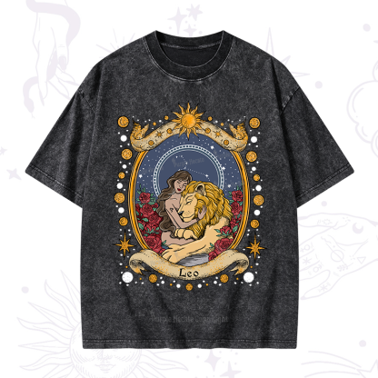 Purplehecate Celestial Leo Zodiac Washed T-Shirt
