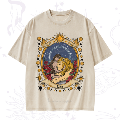 Purplehecate Celestial Leo Zodiac Washed T-Shirt