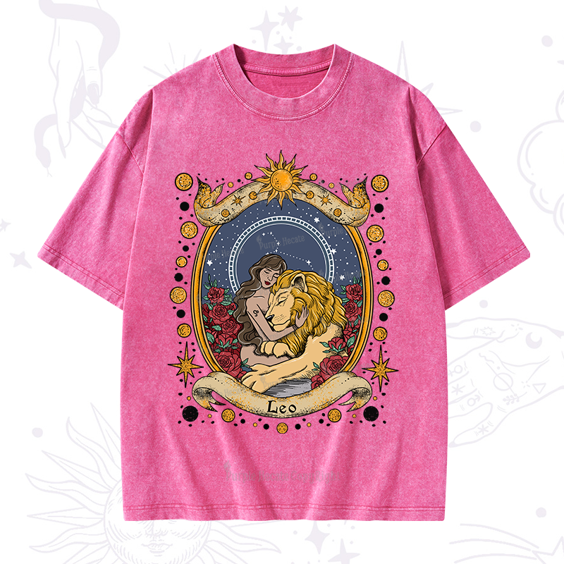 Purplehecate Celestial Leo Zodiac Washed T-Shirt