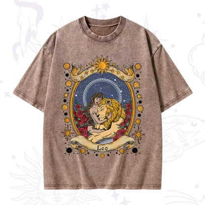 Purplehecate Celestial Leo Zodiac Washed T-Shirt