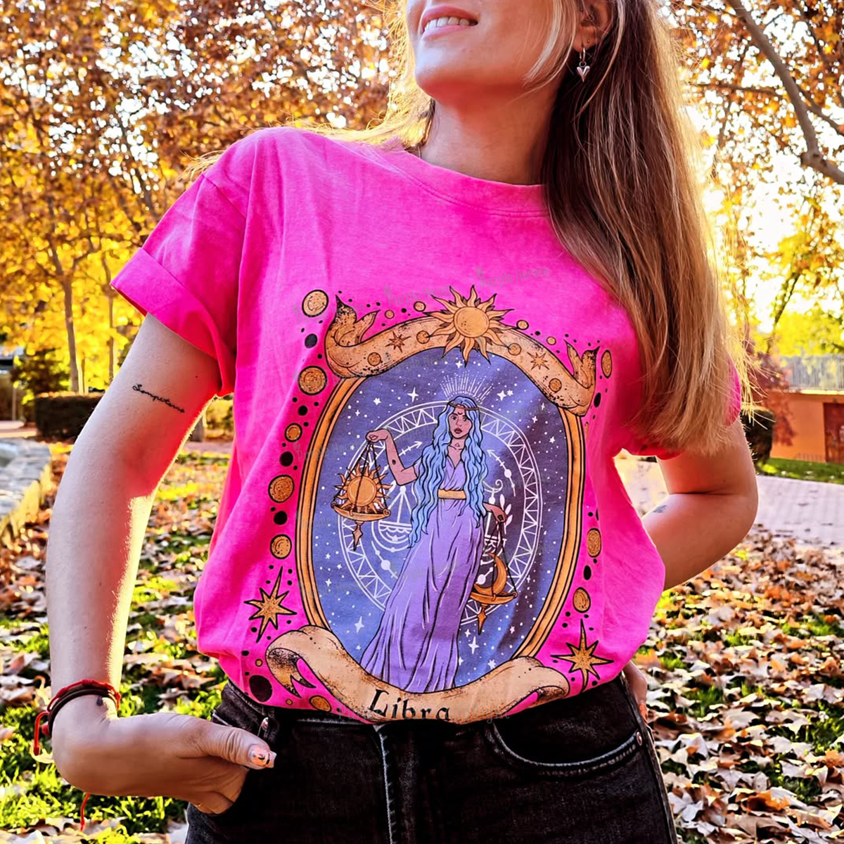 Purplehecate Celestial Libra Zodiac Washed T-Shirt