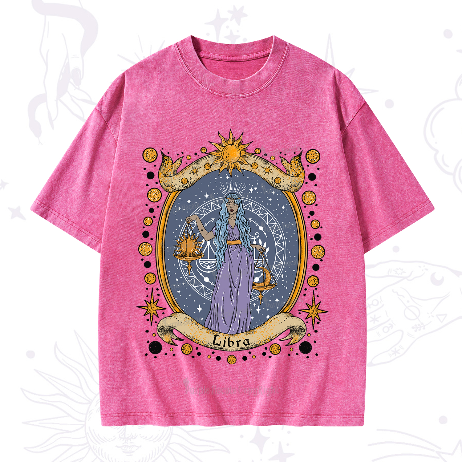 Purplehecate Celestial Libra Zodiac Washed T-Shirt