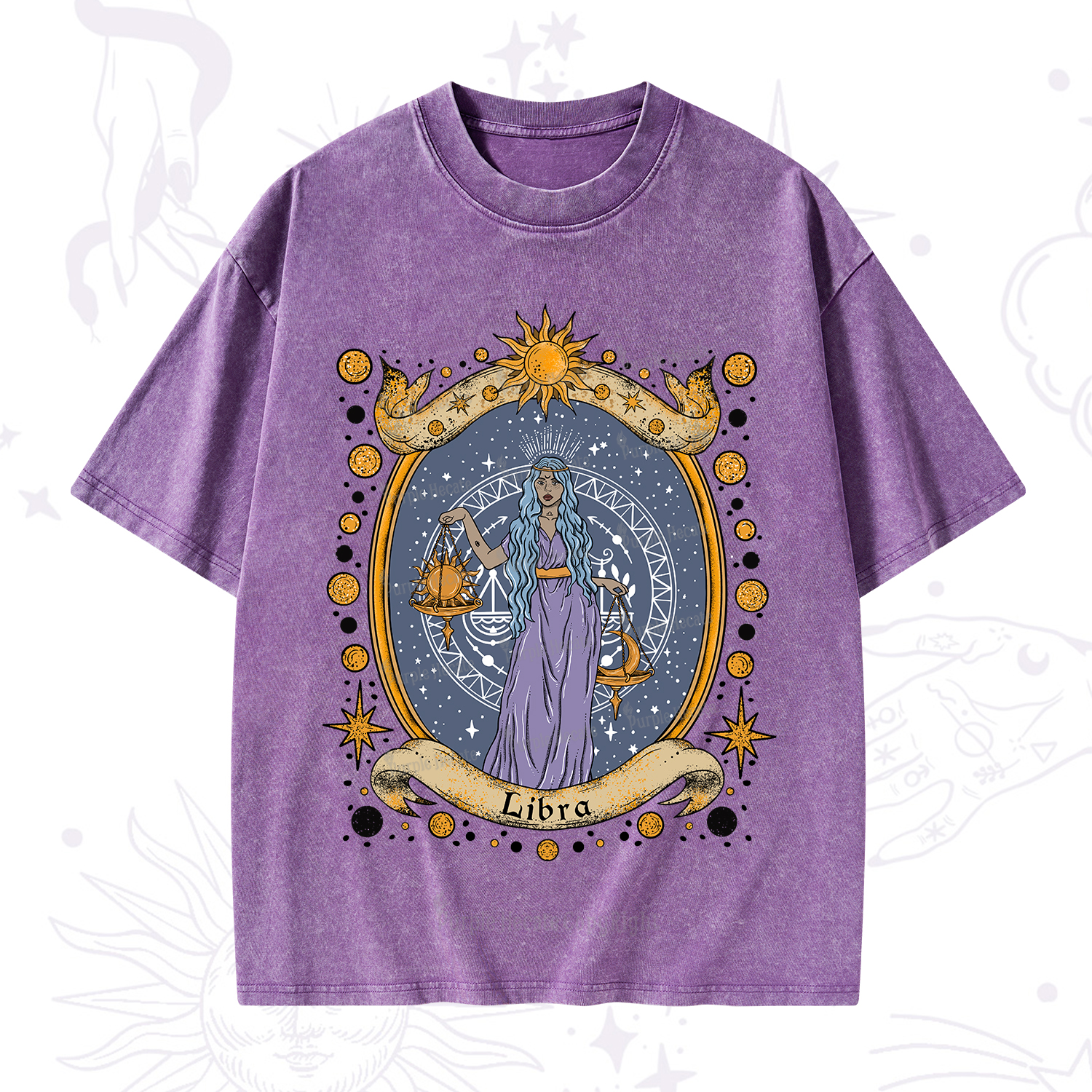 Purplehecate Celestial Libra Zodiac Washed T-Shirt