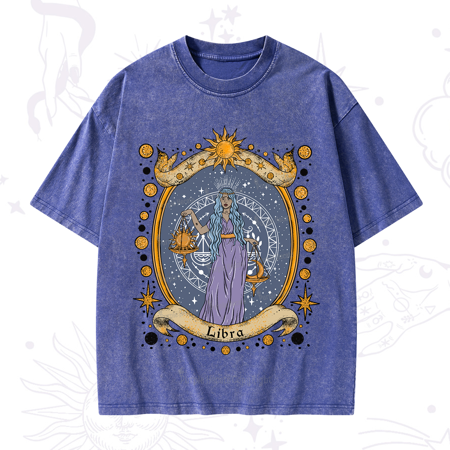 Purplehecate Celestial Libra Zodiac Washed T-Shirt