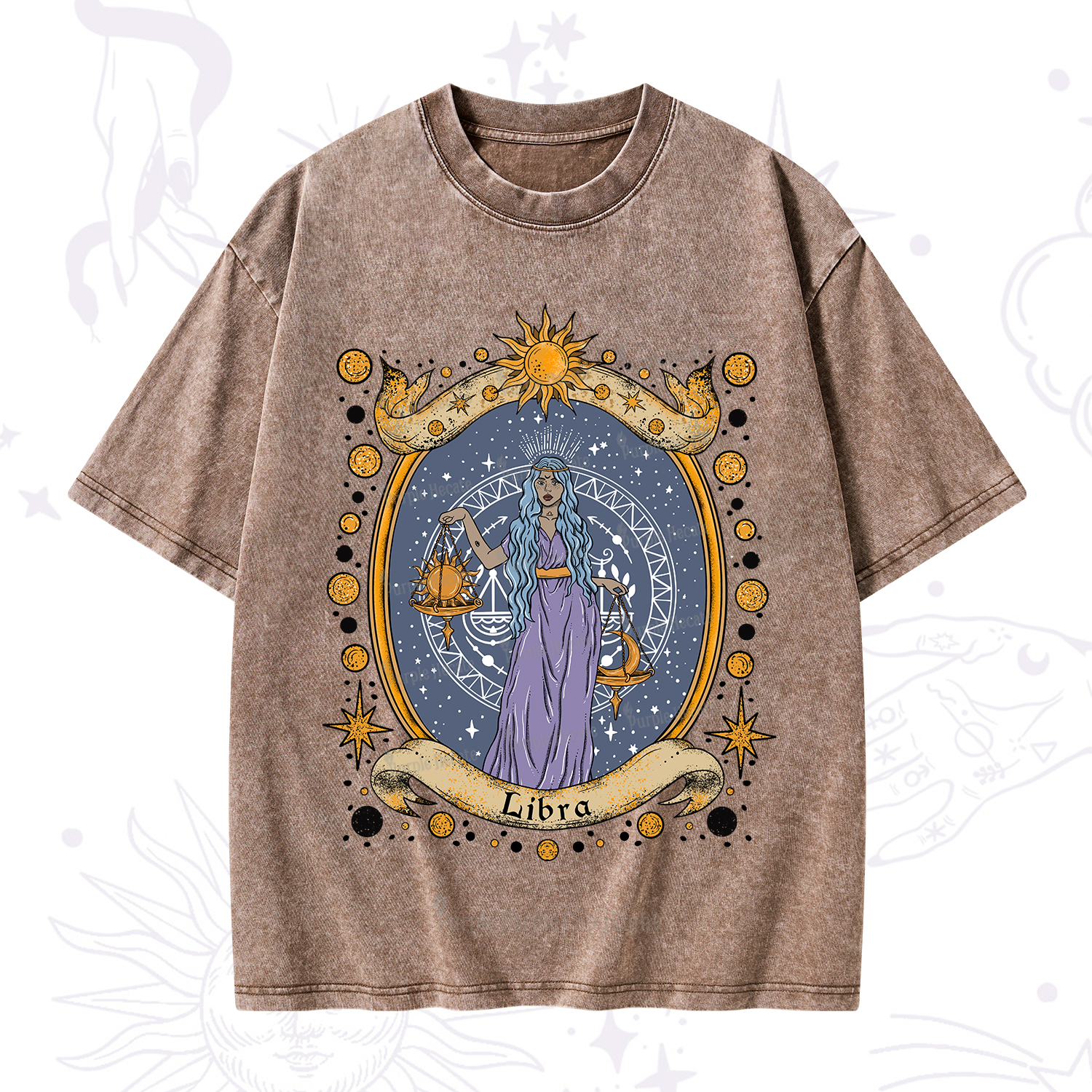 Purplehecate Celestial Libra Zodiac Washed T-Shirt