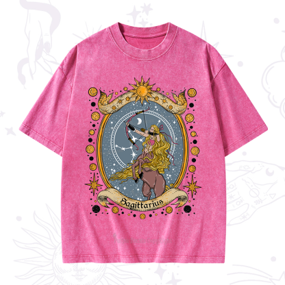 Purplehecate Celestial Sagittarius Zodiac Washed T-Shirt
