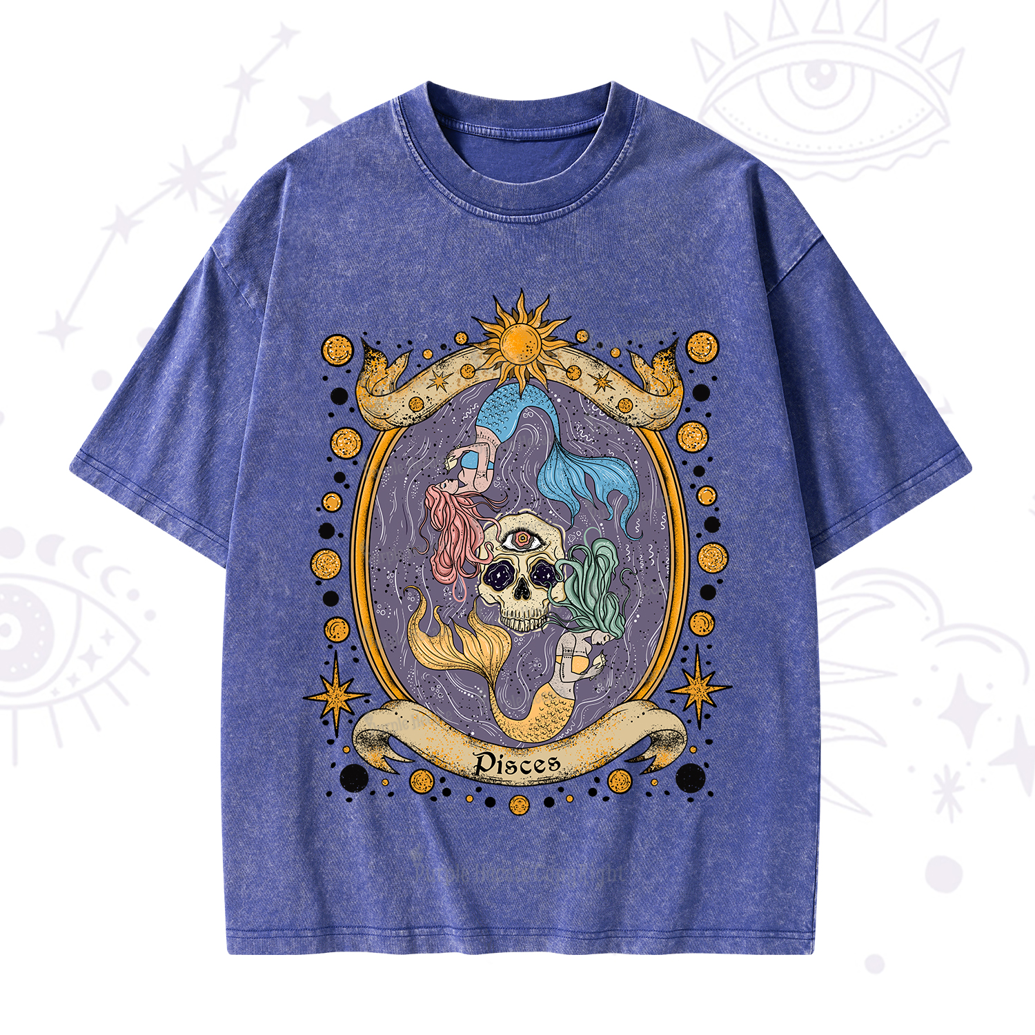 Purplehecate Celestial Pisces Zodiac Washed T-Shirt