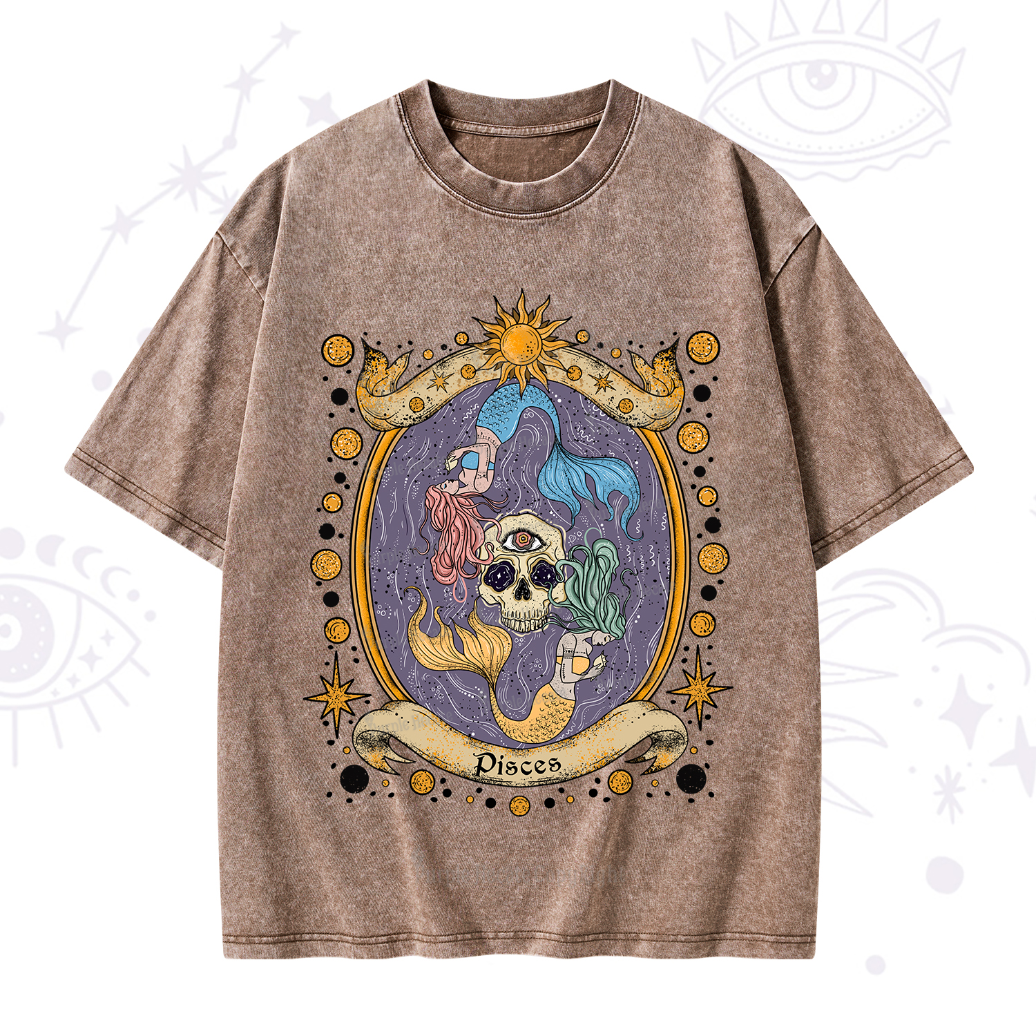 Purplehecate Celestial Pisces Zodiac Washed T-Shirt