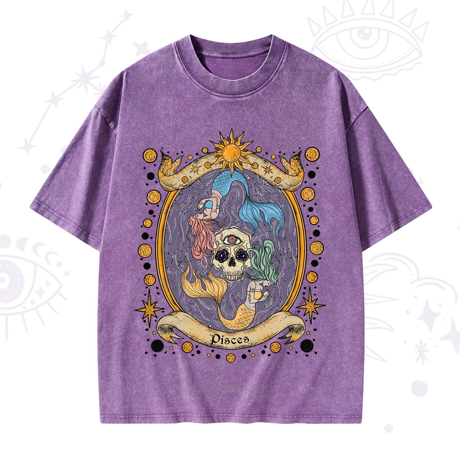 Purplehecate Celestial Pisces Zodiac Washed T-Shirt