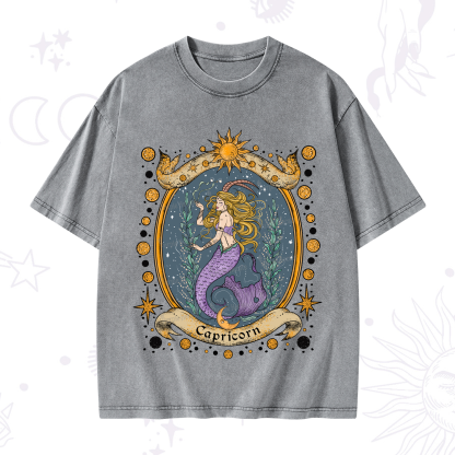 Purplehecate Celestial Capricorn Zodiac Washed T-Shirt