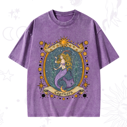 Purplehecate Celestial Capricorn Zodiac Washed T-Shirt