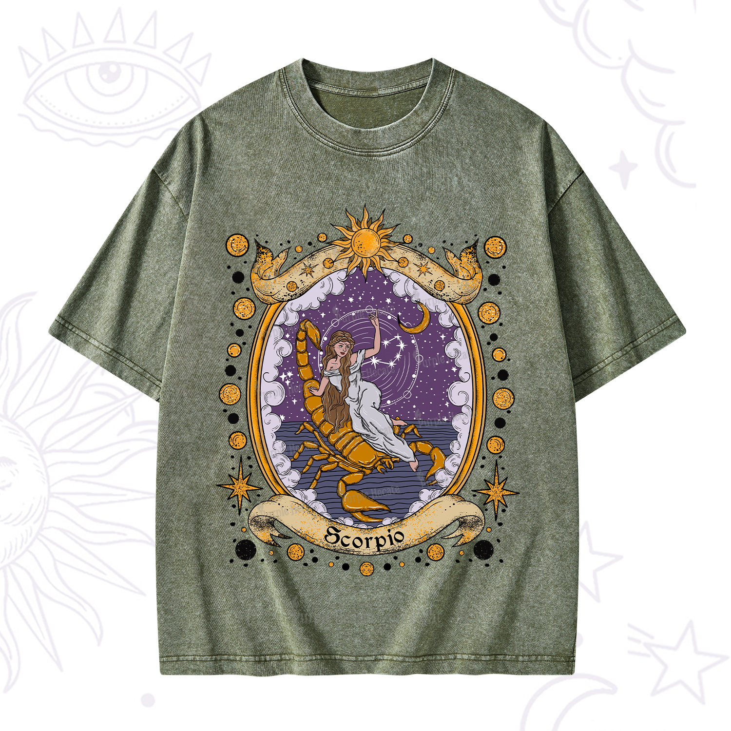 Purplehecate Celestial Scorpio Zodiac Washed T-Shirt