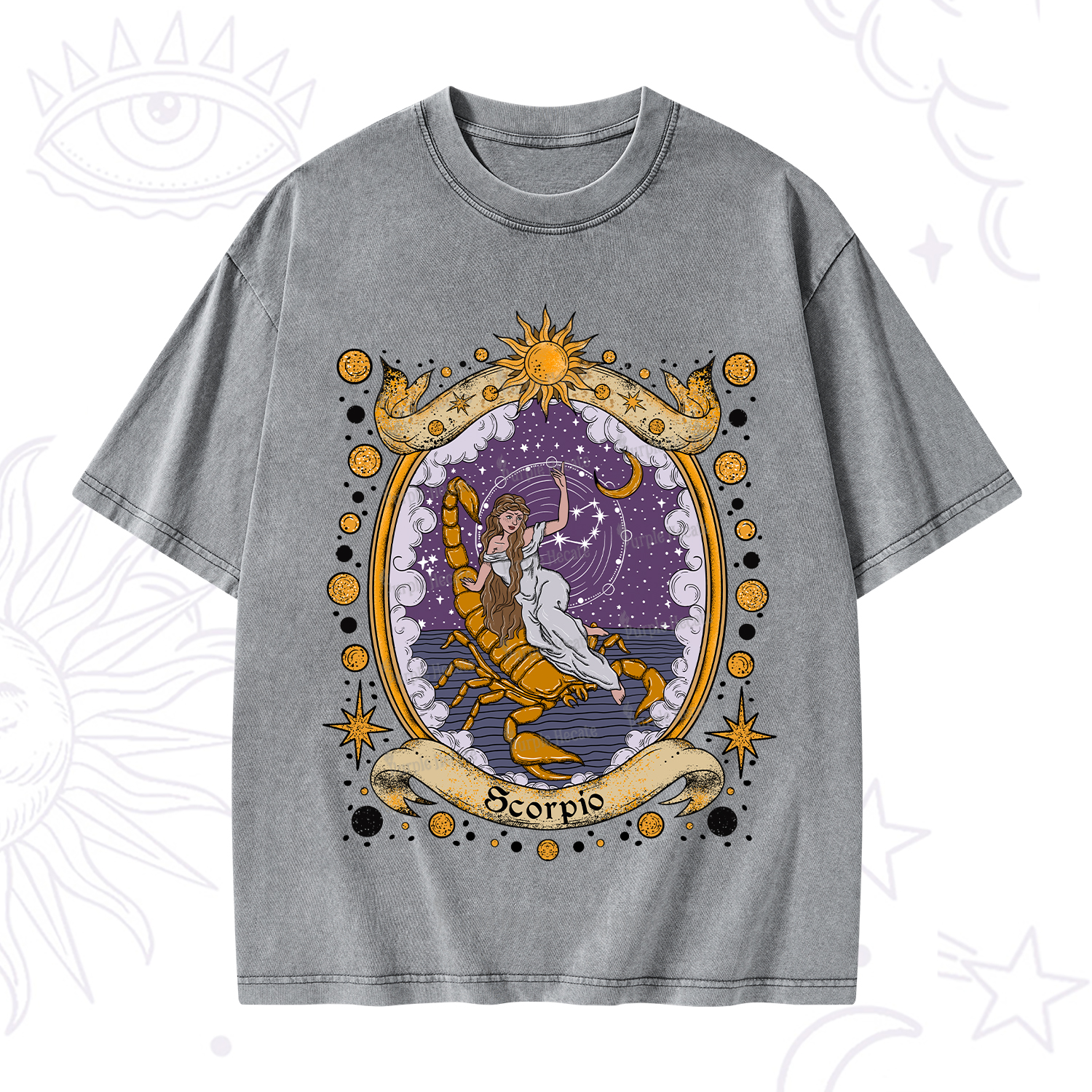 Purplehecate Celestial Scorpio Zodiac Washed T-Shirt
