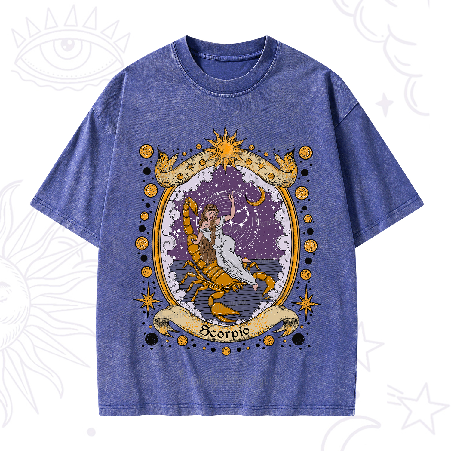 Purplehecate Celestial Scorpio Zodiac Washed T-Shirt