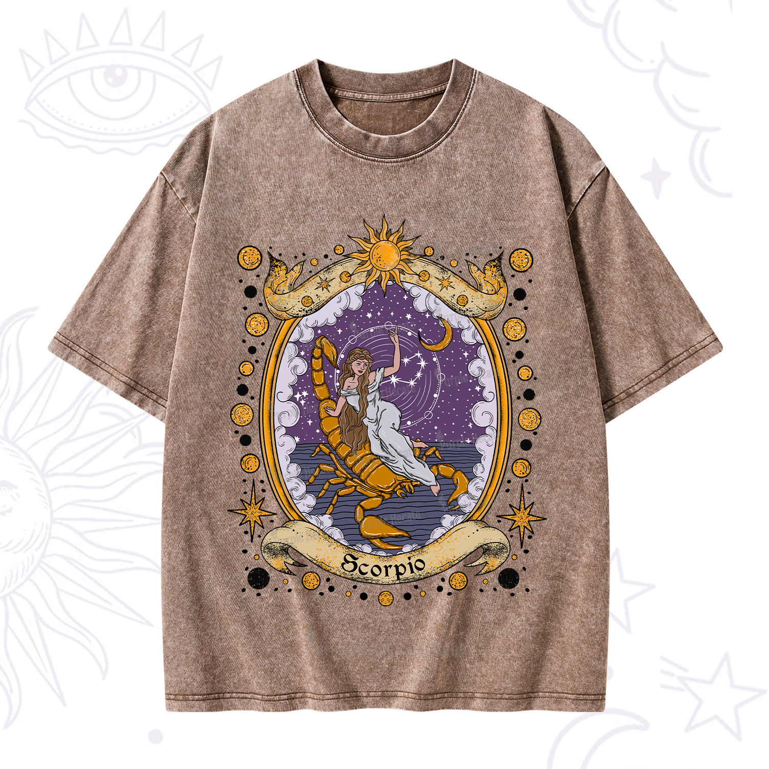 Purplehecate Celestial Scorpio Zodiac Washed T-Shirt
