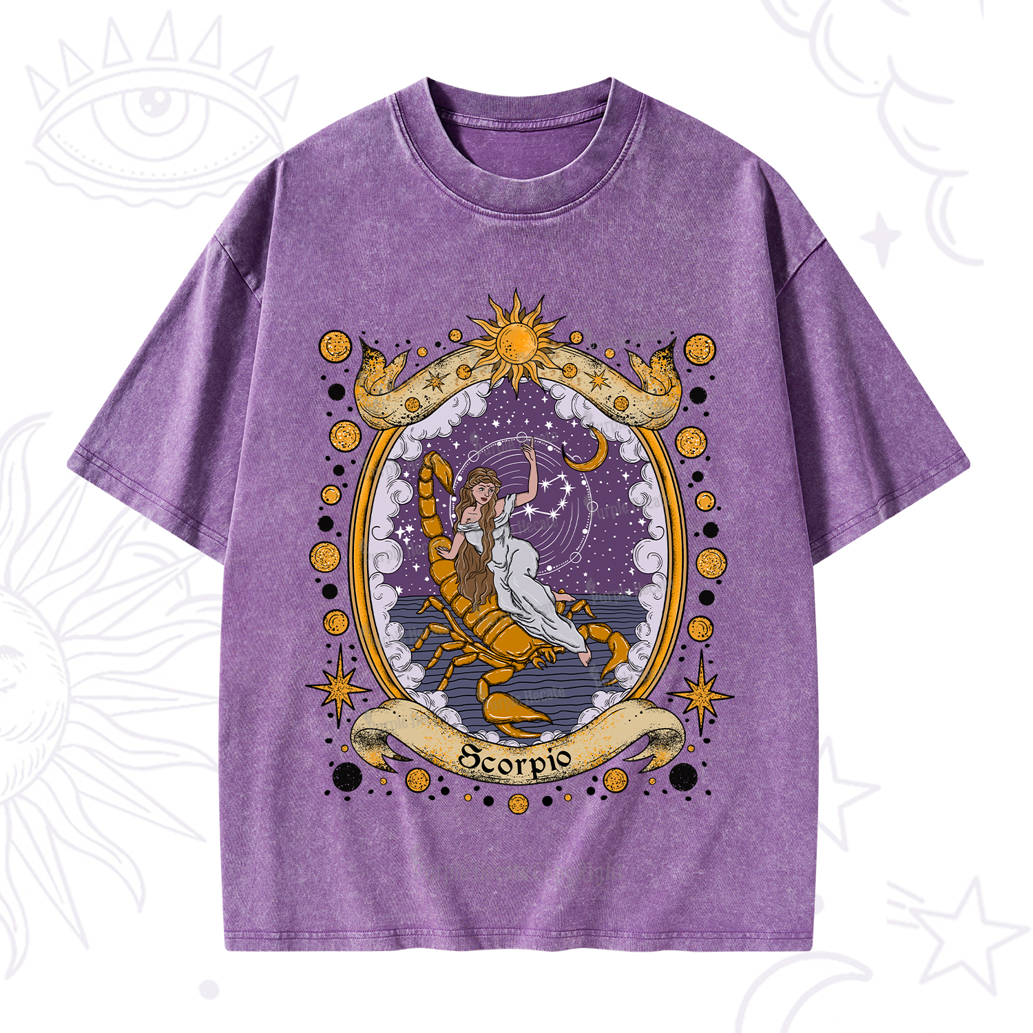Purplehecate Celestial Scorpio Zodiac Washed T-Shirt