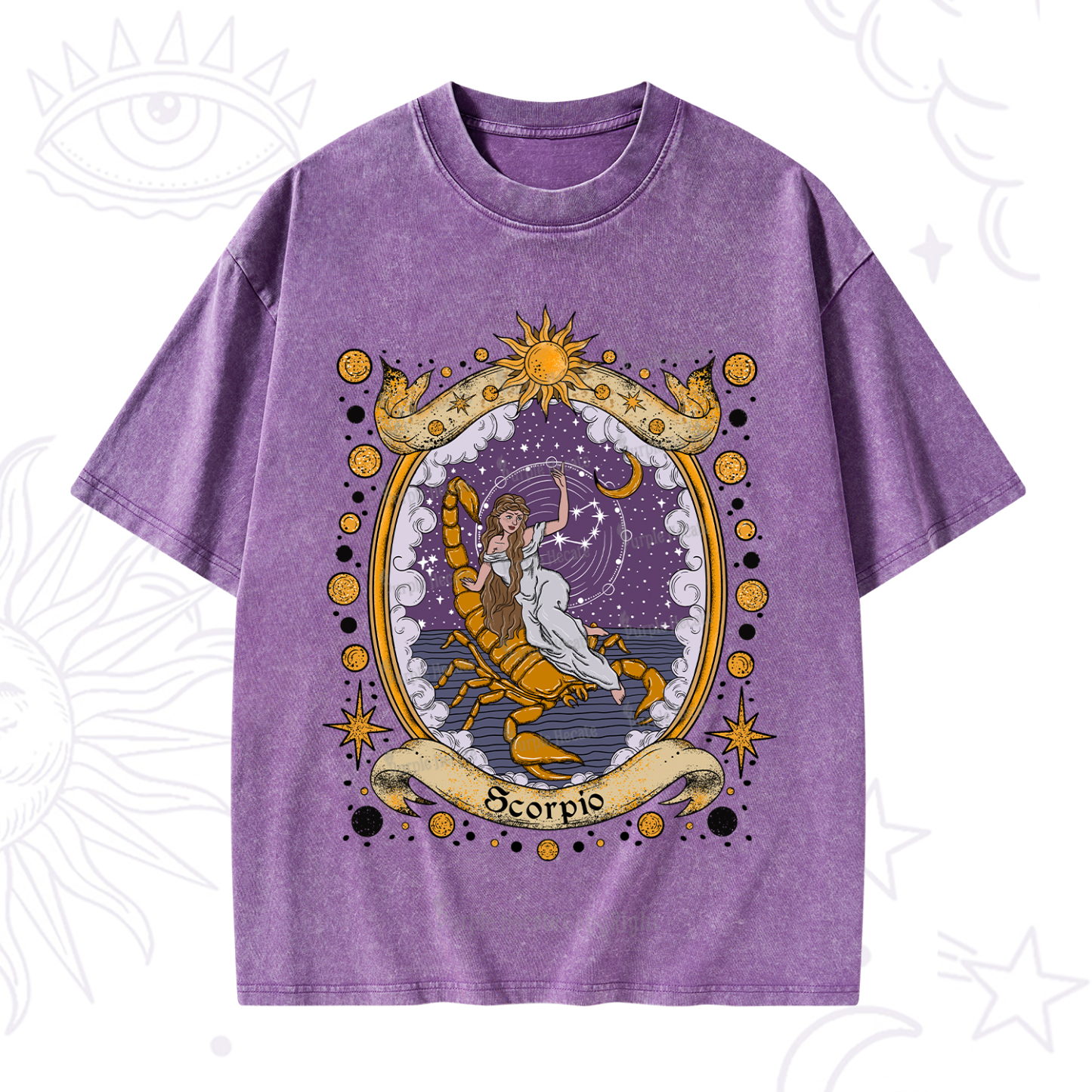 Purplehecate Celestial Scorpio Zodiac Washed T-Shirt