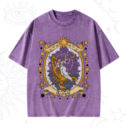 Purplehecate Celestial Scorpio Zodiac Washed T-Shirt