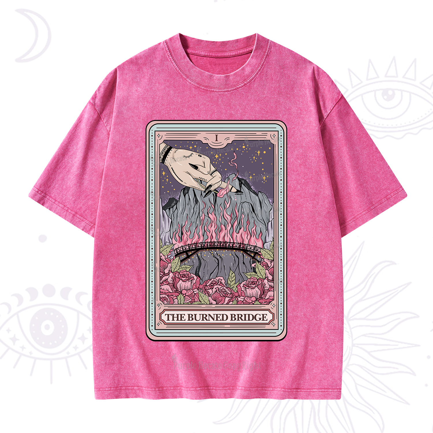 Purplehecate The Burned Bridge Tarot Washed T-Shirt