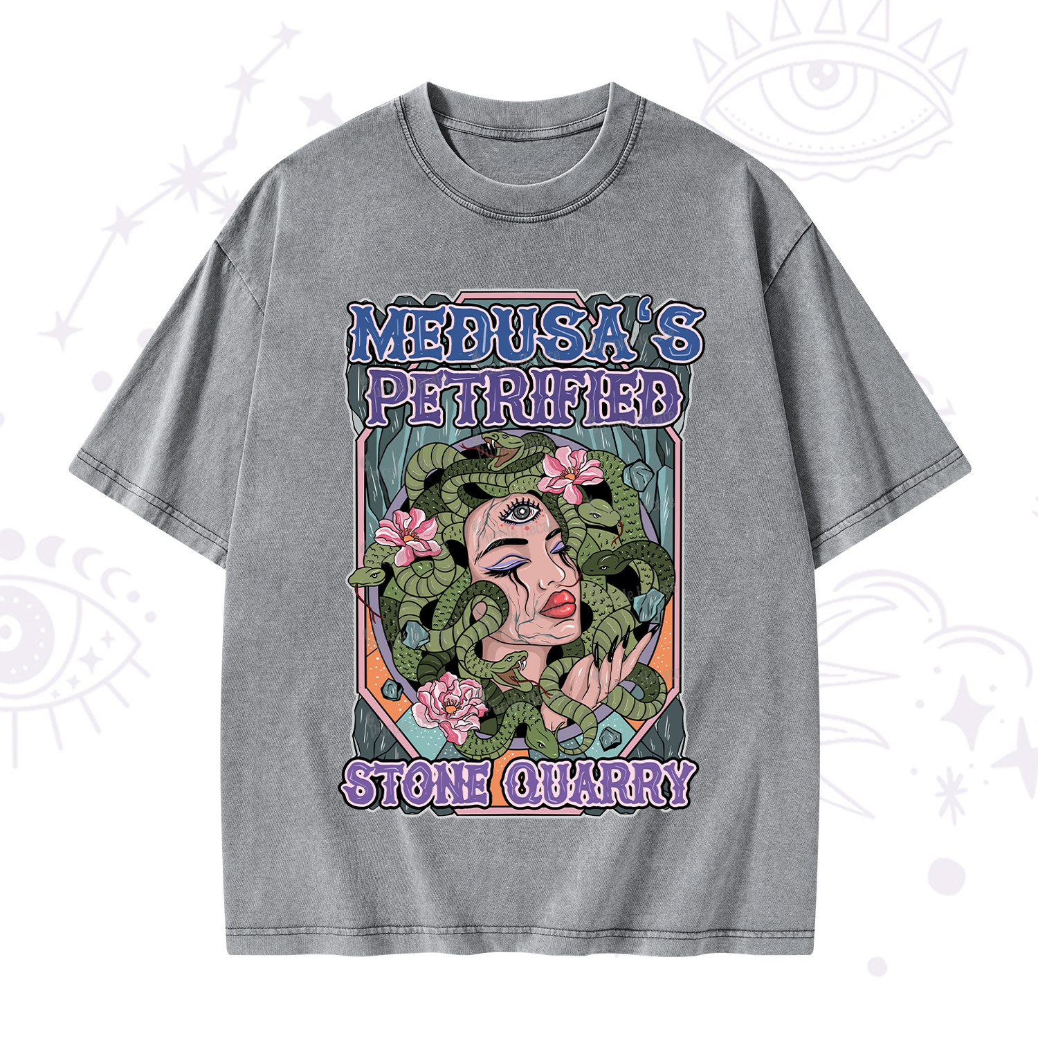 Purplehecate The Gorgon with Snake Hair Medusa Washed T-Shirt