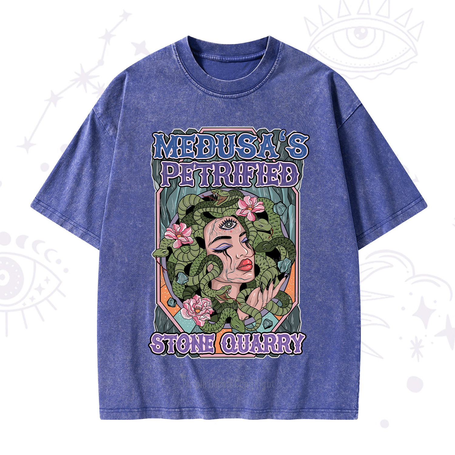 Purplehecate The Gorgon with Snake Hair Medusa Washed T-Shirt