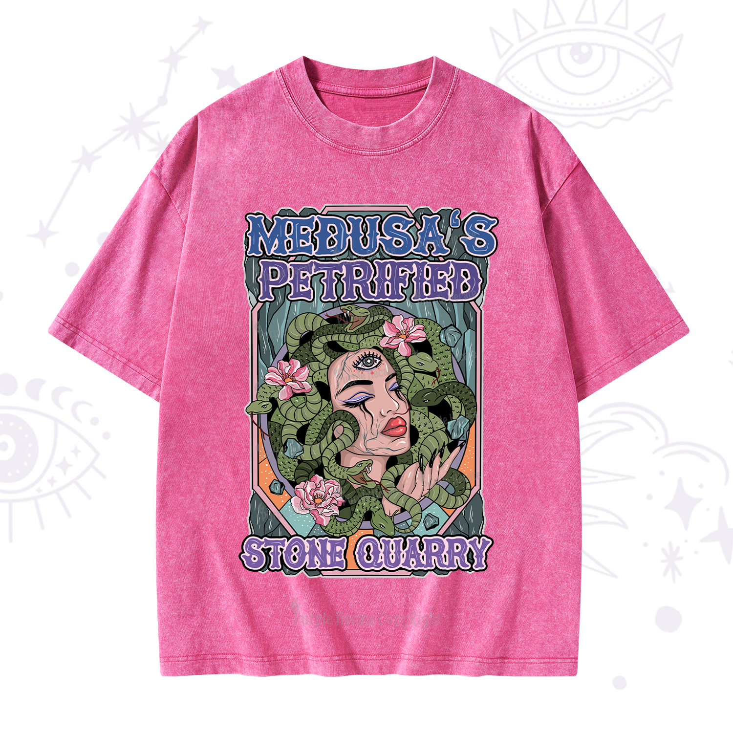 Purplehecate The Gorgon with Snake Hair Medusa Washed T-Shirt