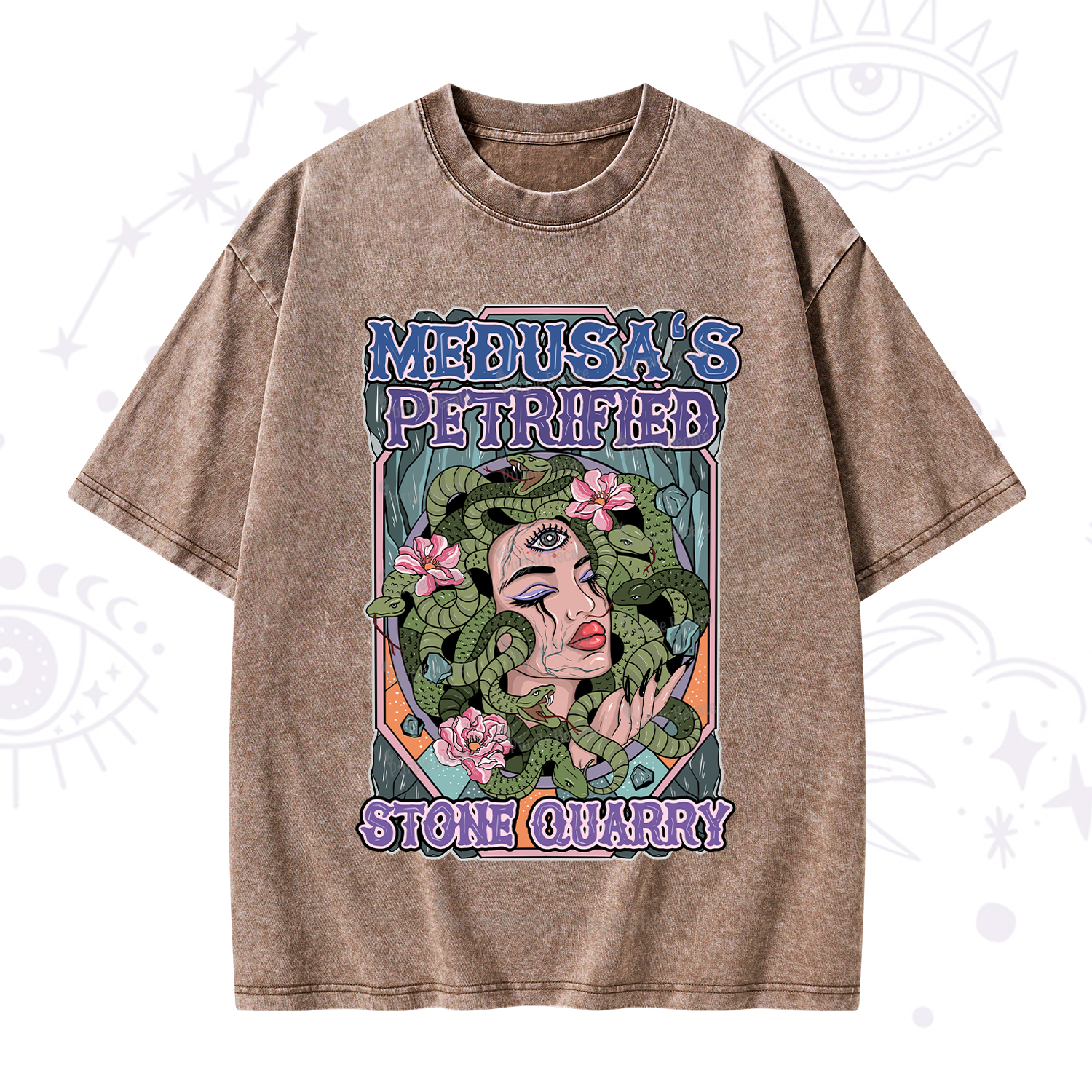 Purplehecate The Gorgon with Snake Hair Medusa Washed T-Shirt