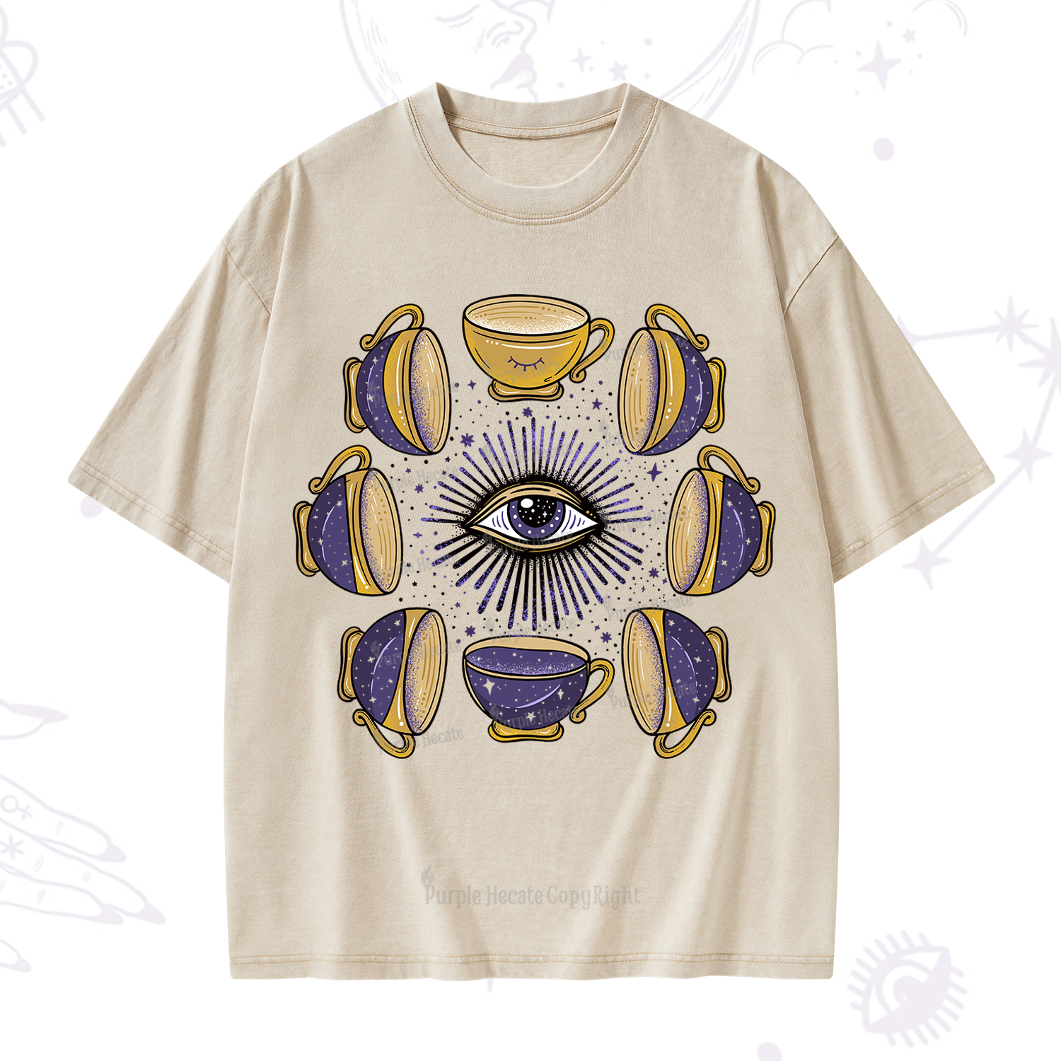 Purplehecate Moon Phase Coffee Lover Washed T-Shirt