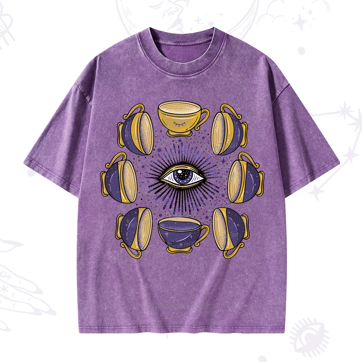 Purplehecate Moon Phase Coffee Lover Washed T-Shirt