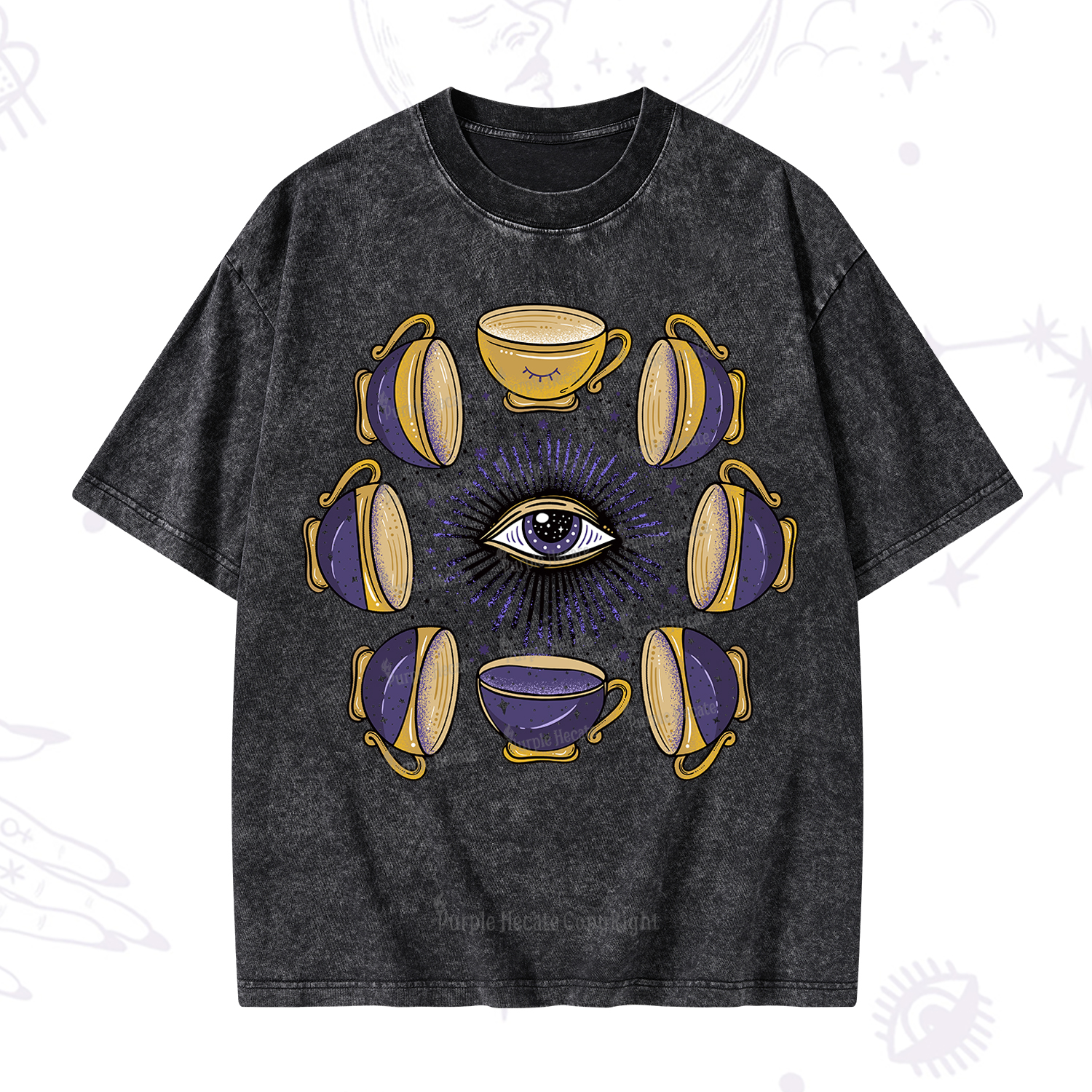 Purplehecate Moon Phase Coffee Lover Washed T-Shirt