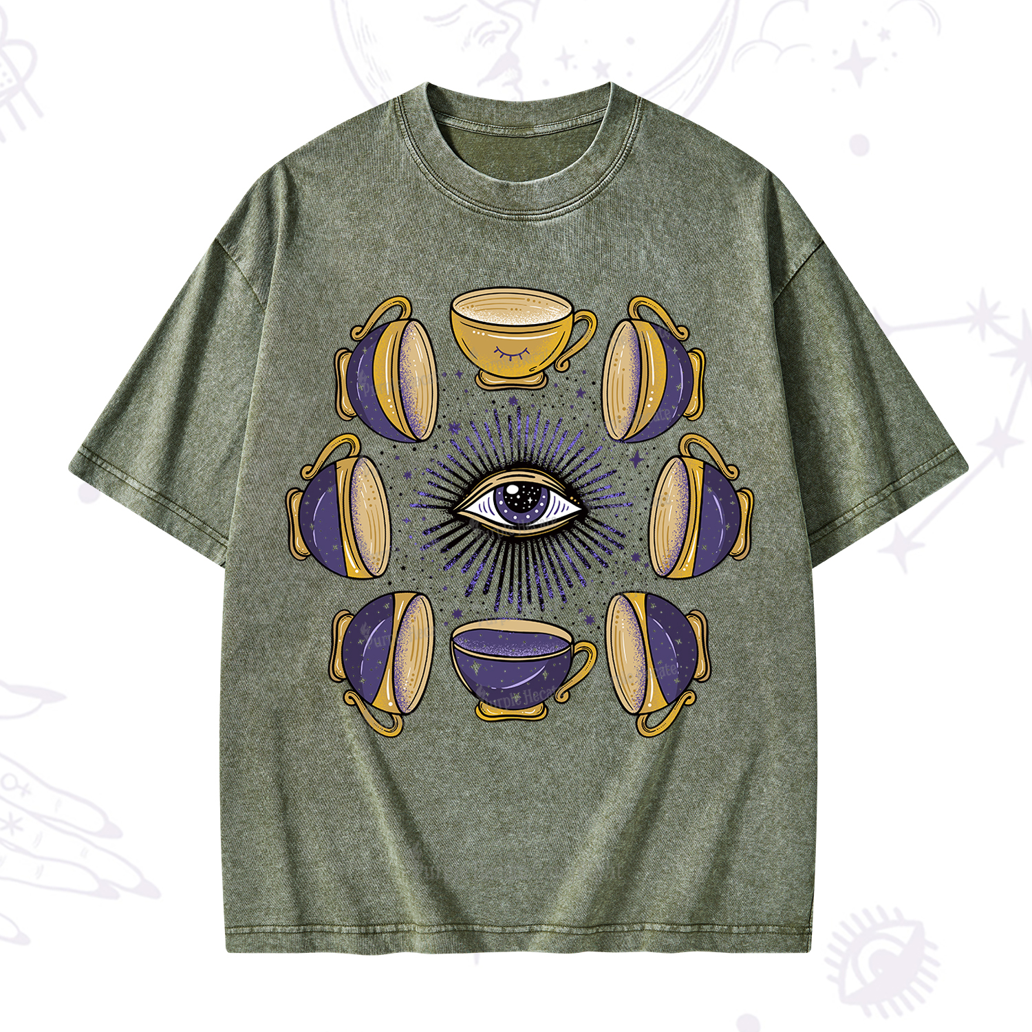 Purplehecate Moon Phase Coffee Lover Washed T-Shirt