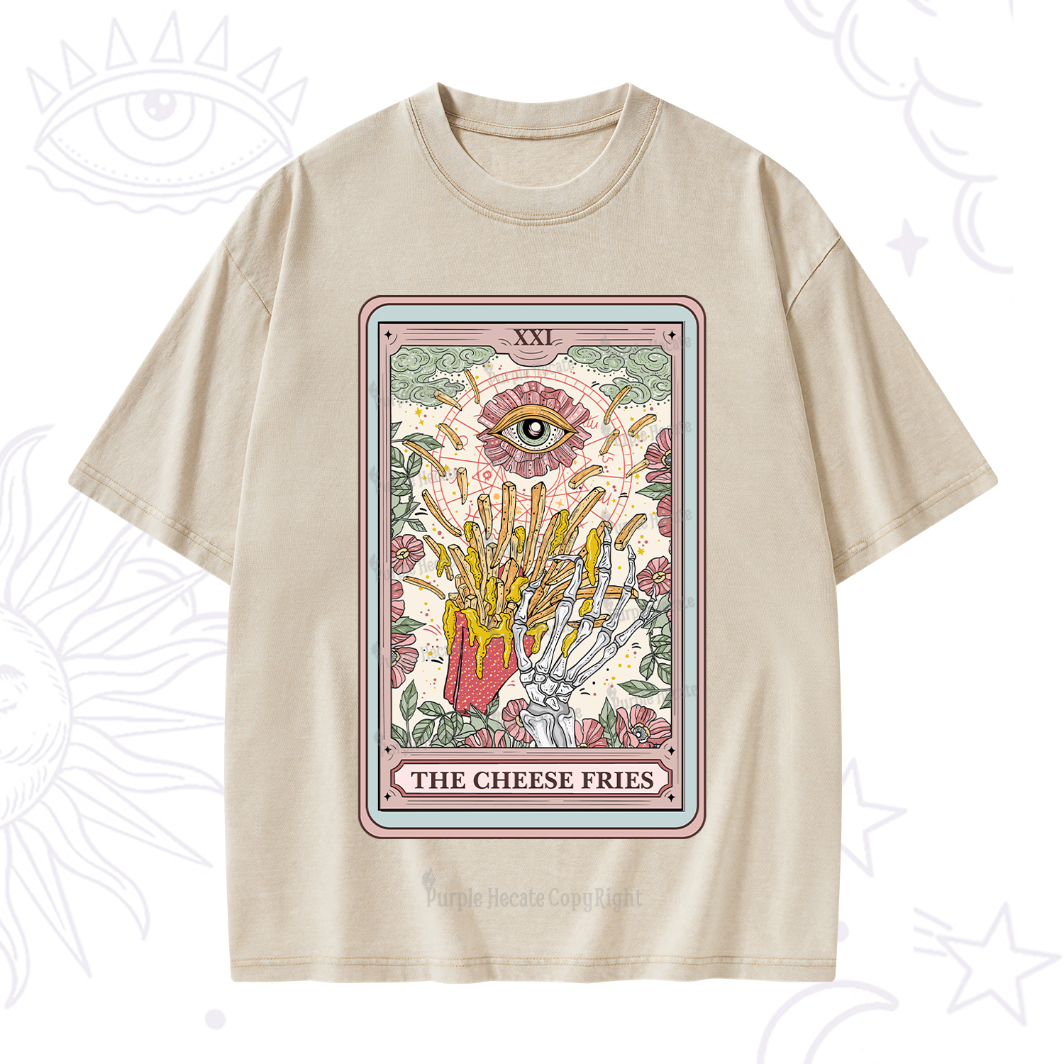 Purplehecate The Cheese Fries Tarot Washed T-Shirt