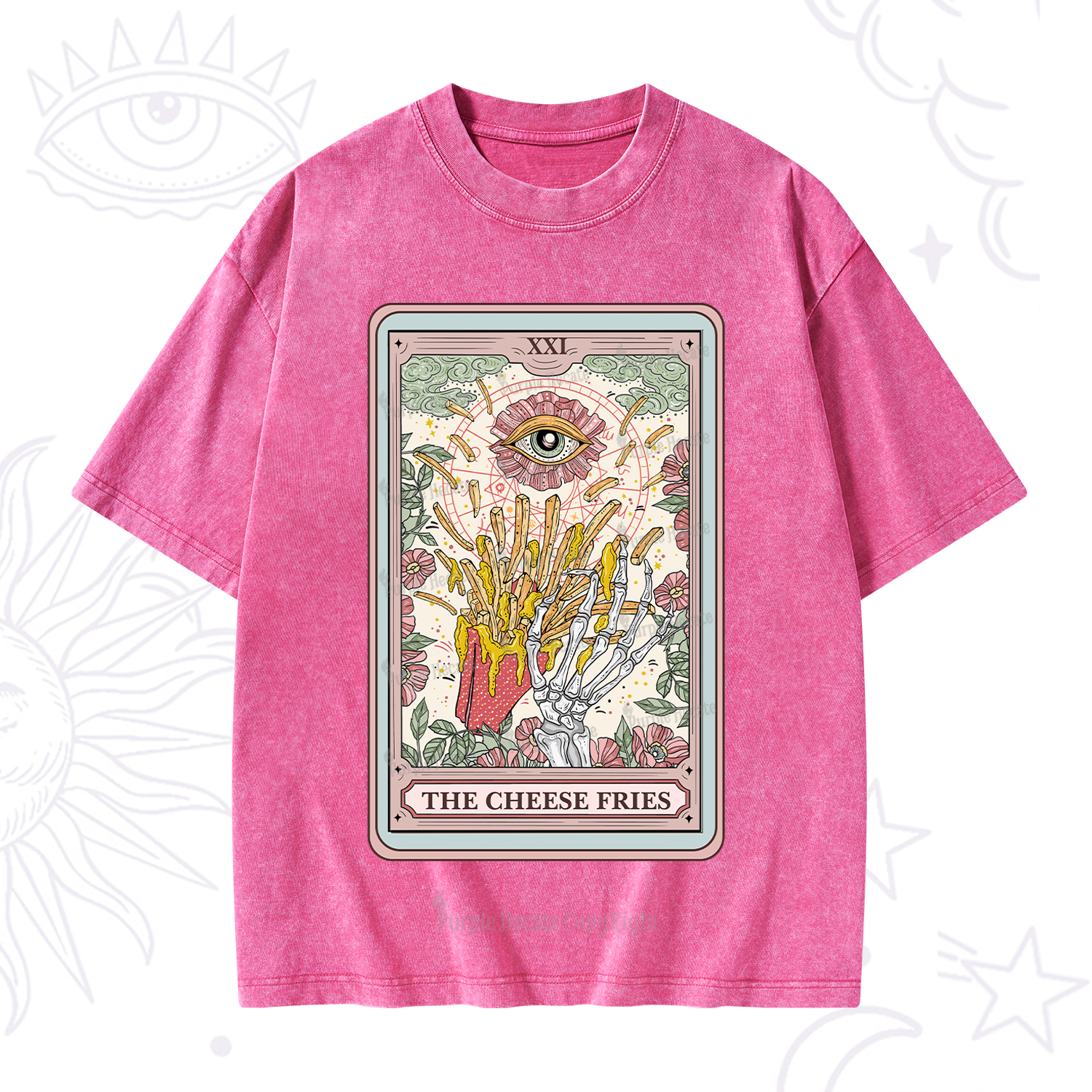 Purplehecate The Cheese Fries Tarot Washed T-Shirt