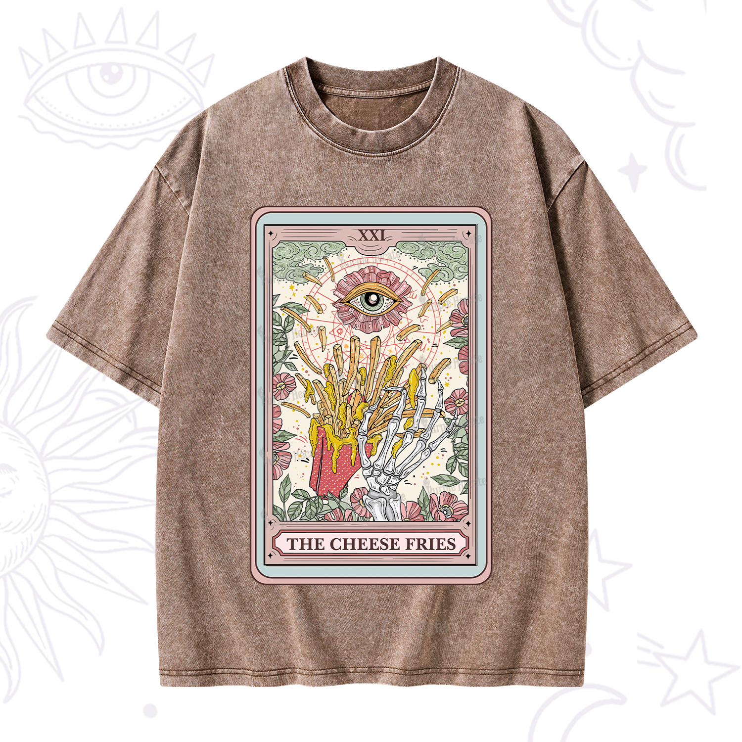 Purplehecate The Cheese Fries Tarot Washed T-Shirt
