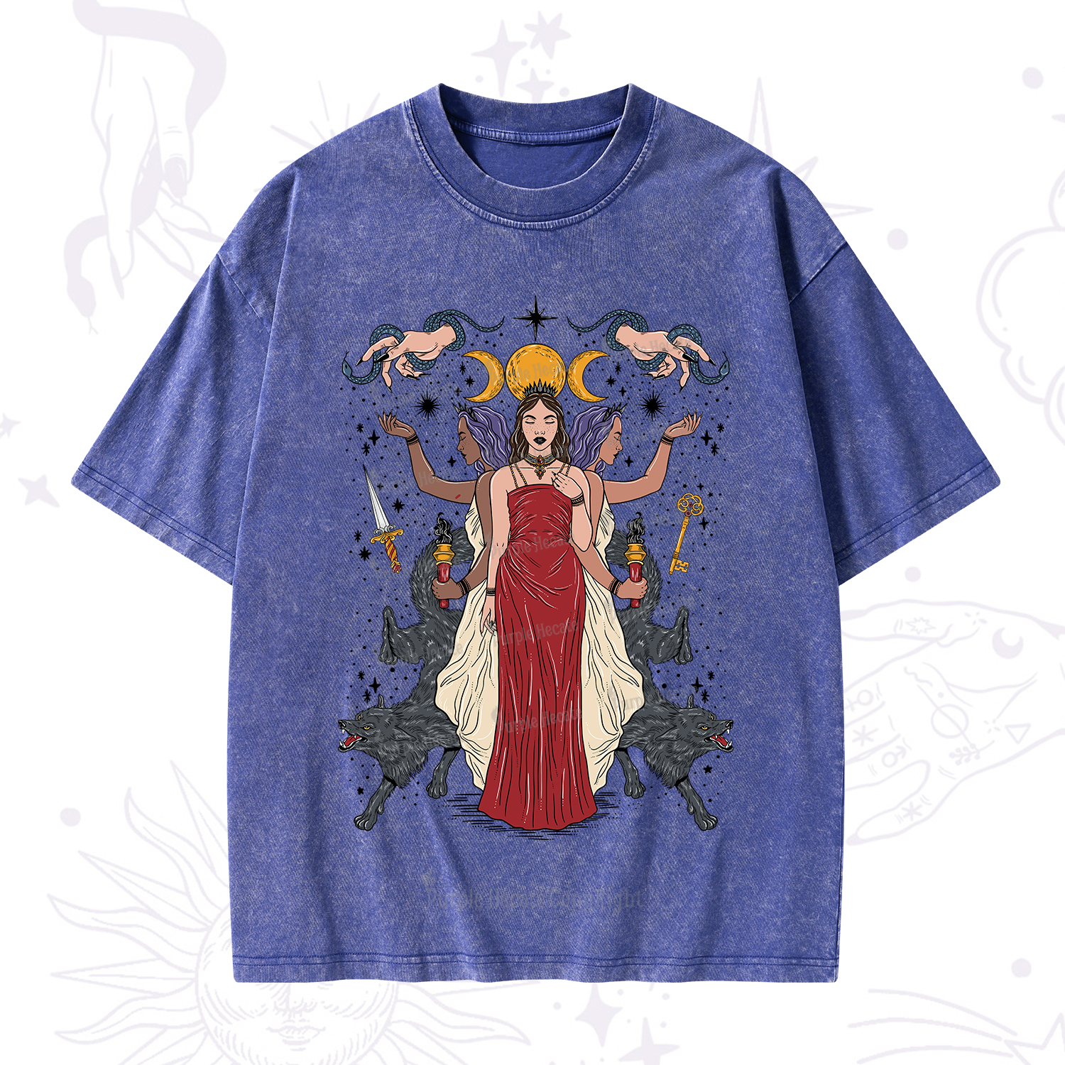 Purplehecate The Triple Goddess Hecate Washed T-Shirt