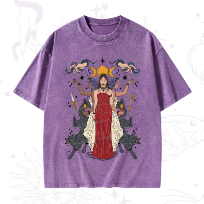 Purplehecate The Triple Goddess Hecate Washed T-Shirt