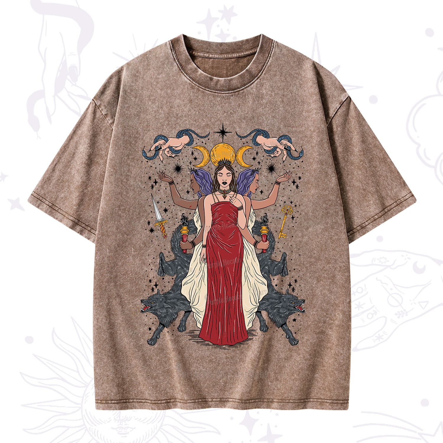 Purplehecate The Triple Goddess Hecate Washed T-Shirt