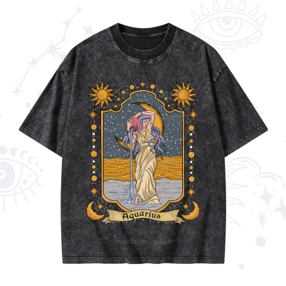 Purplehecate Aquarius Zodiac Washed T-Shirt