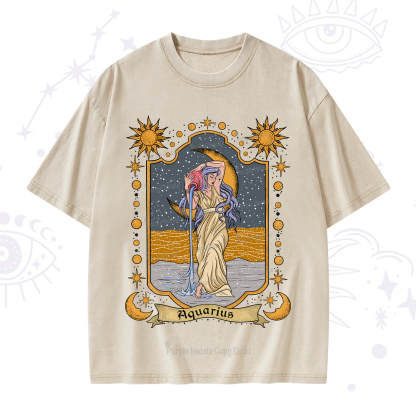Purplehecate Aquarius Zodiac Washed T-Shirt