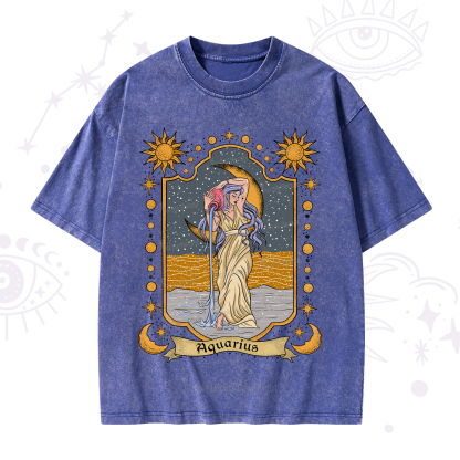 Purplehecate Aquarius Zodiac Washed T-Shirt