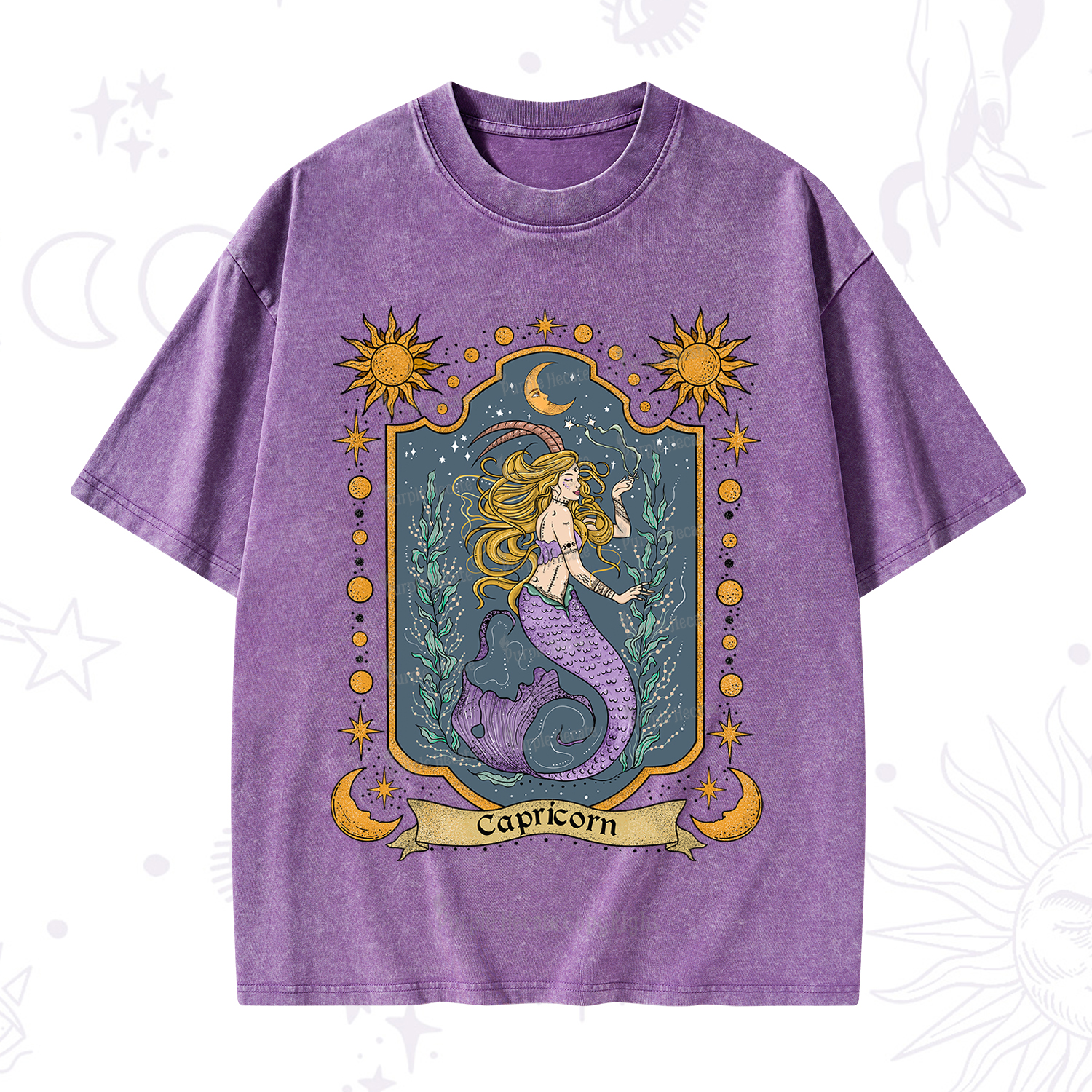 Purplehecate Capricorn Zodiac Washed T-Shirt