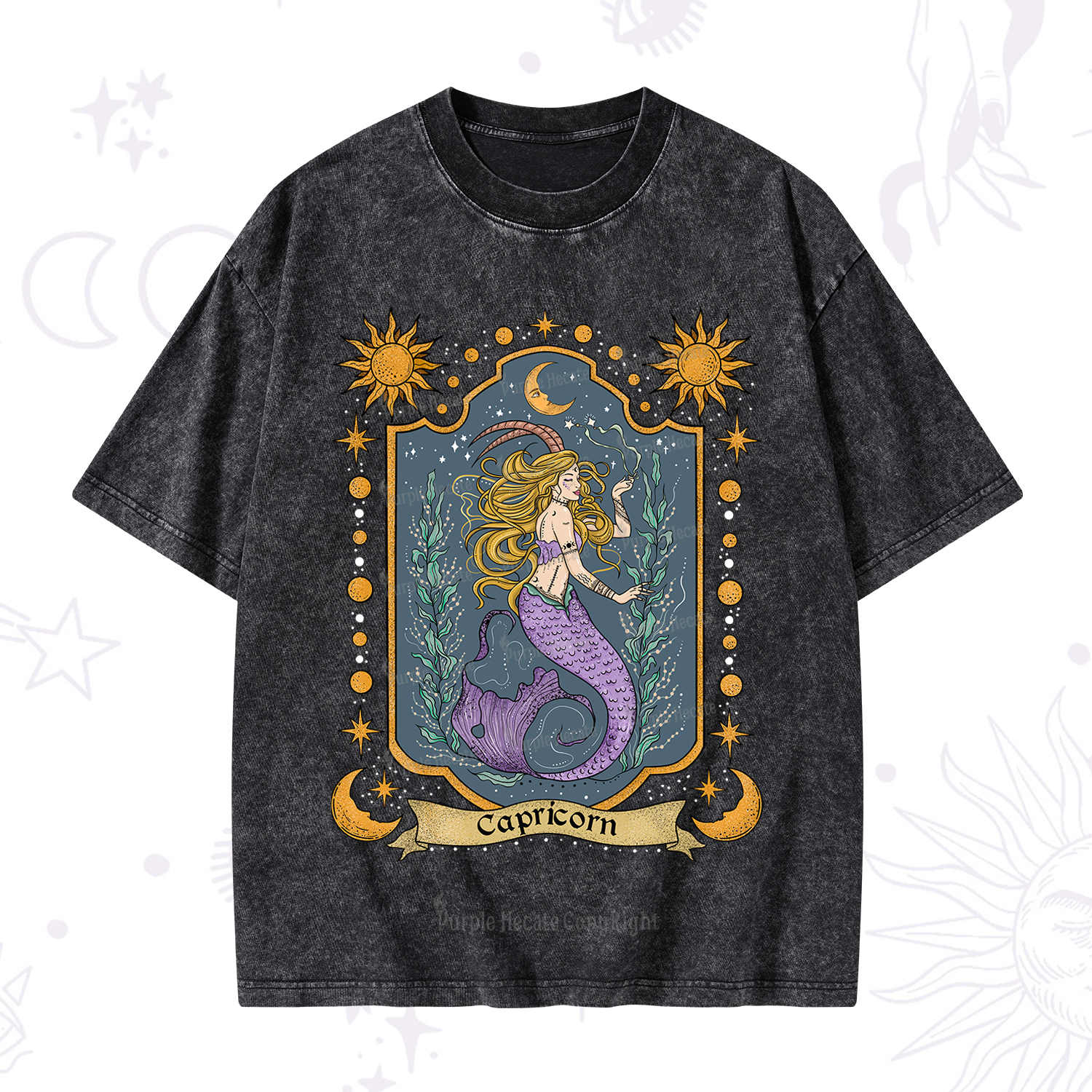 Purplehecate Capricorn Zodiac Washed T-Shirt