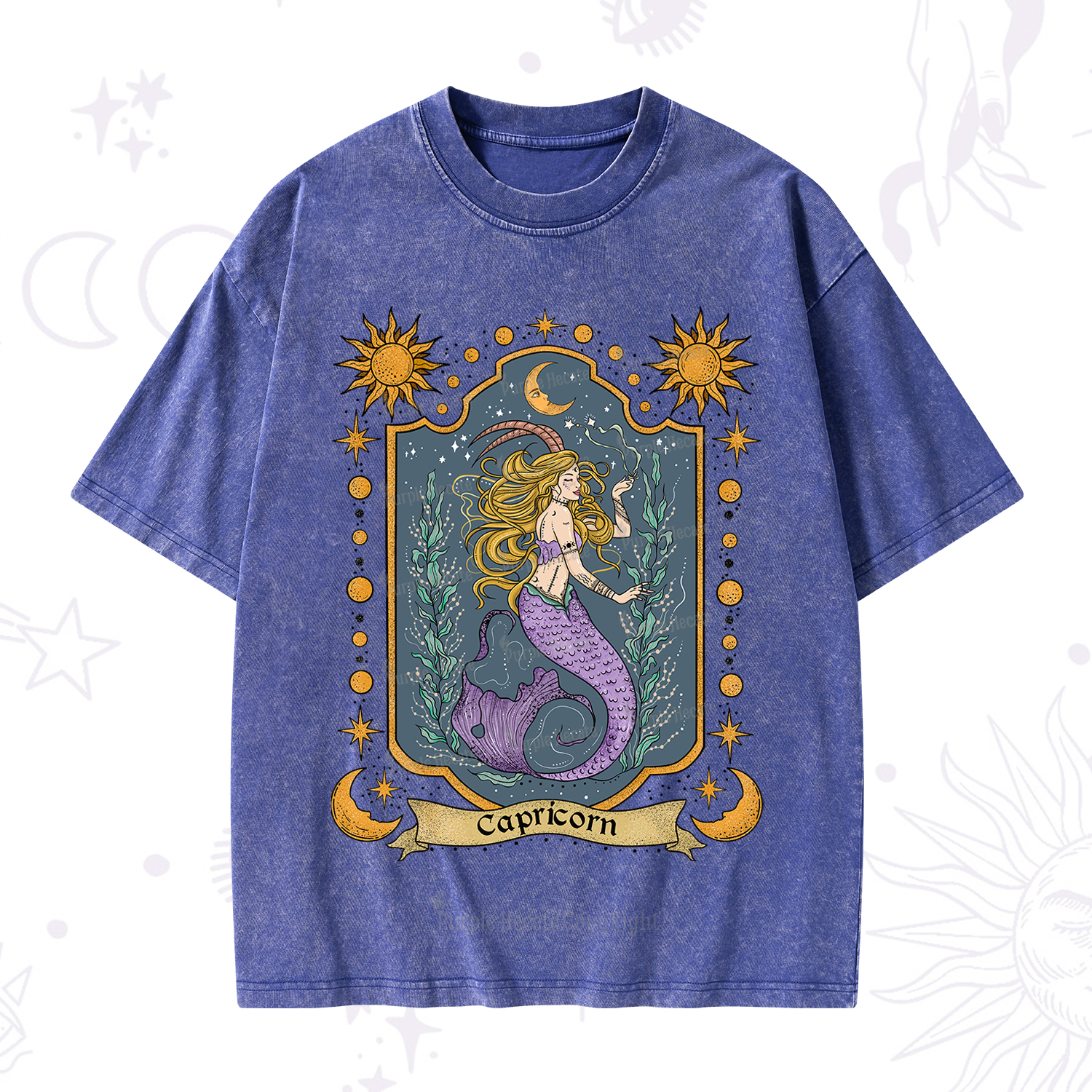 Purplehecate Capricorn Zodiac Washed T-Shirt