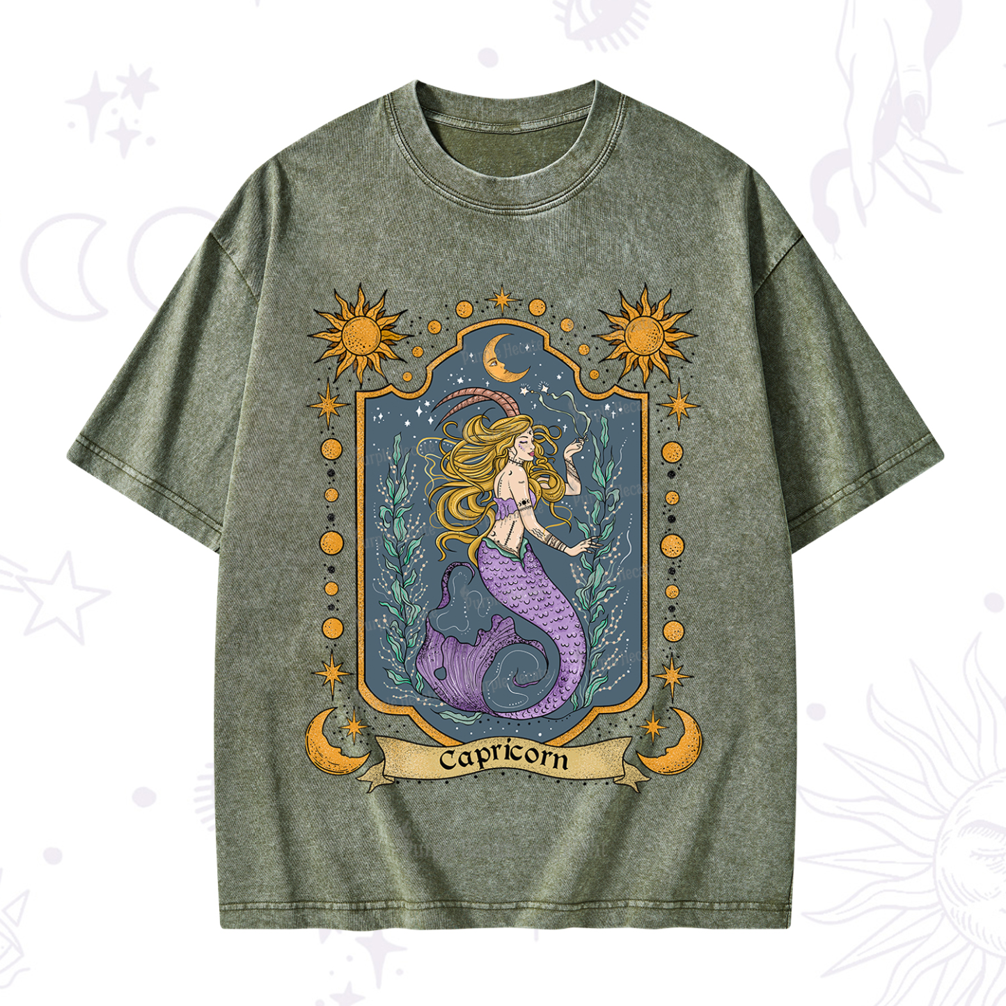 Purplehecate Capricorn Zodiac Washed T-Shirt